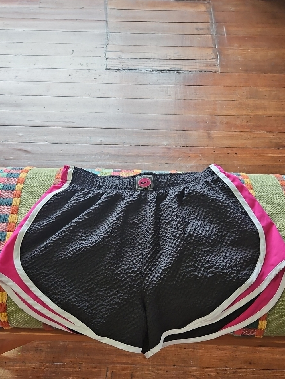 Nike Women's Black Shorts with Pink and White Trim